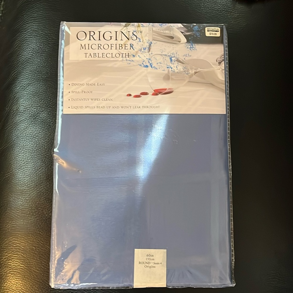 Origins Microfiber blue Tablecloth 60 inch round